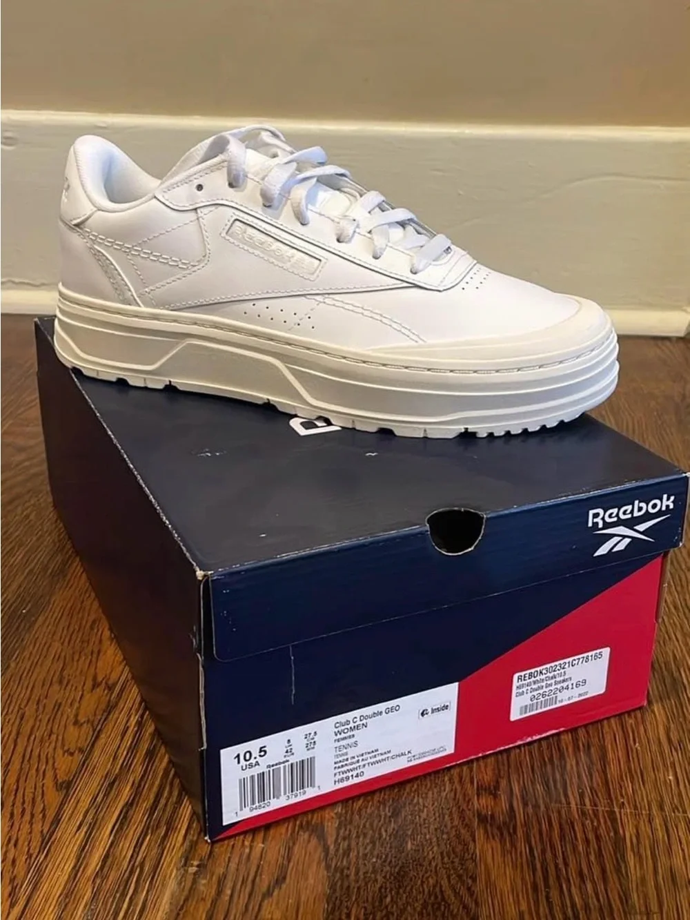 Reebok Club C White Women's Chunky Platform Sneakers